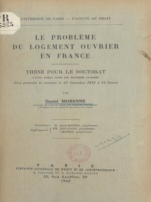 cover image of Le problème du logement ouvrier en France